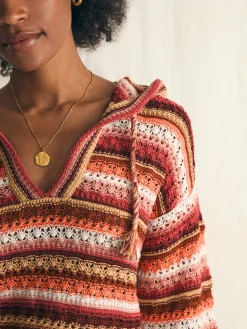 Women Faherty Brand Beach Bonfire Crochet Hoodie -