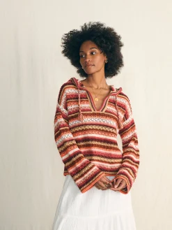 Women Faherty Brand Beach Bonfire Crochet Hoodie -