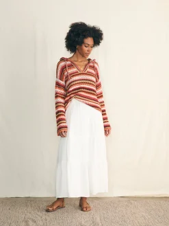 Women Faherty Brand Beach Bonfire Crochet Hoodie -