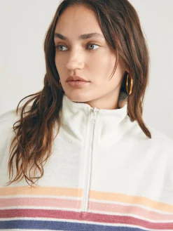 Women Faherty Brand Cabana Towel Terry Quarter Zip -