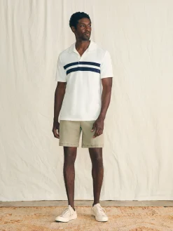 Faherty Brand Cabana Towel Terry Surf Stripe Polo Shirt -