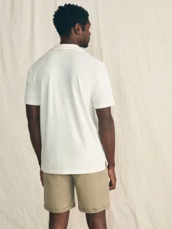 Faherty Brand Cabana Towel Terry Surf Stripe Polo Shirt -