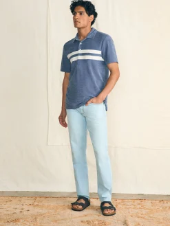 Faherty Brand Cabana Towel Terry Surf Stripe Polo Shirt -