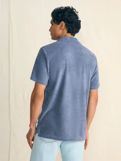 Faherty Brand Cabana Towel Terry Surf Stripe Polo Shirt -