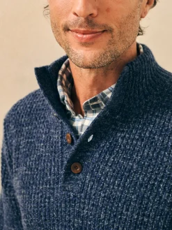 Faherty Brand Cashmere Wool Quarter Button Sweater -