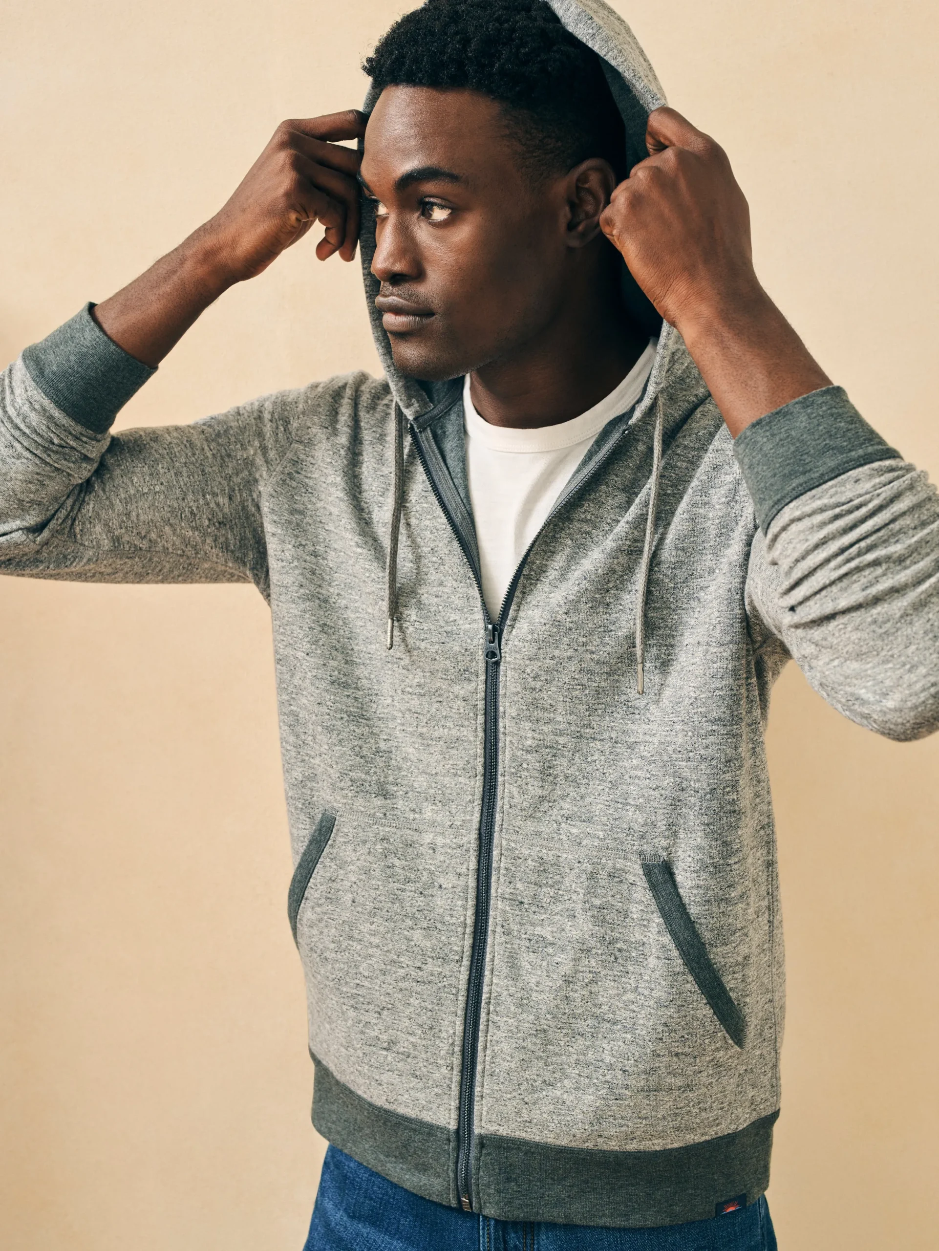 Faherty Brand Double Knit Zip Hoodie -