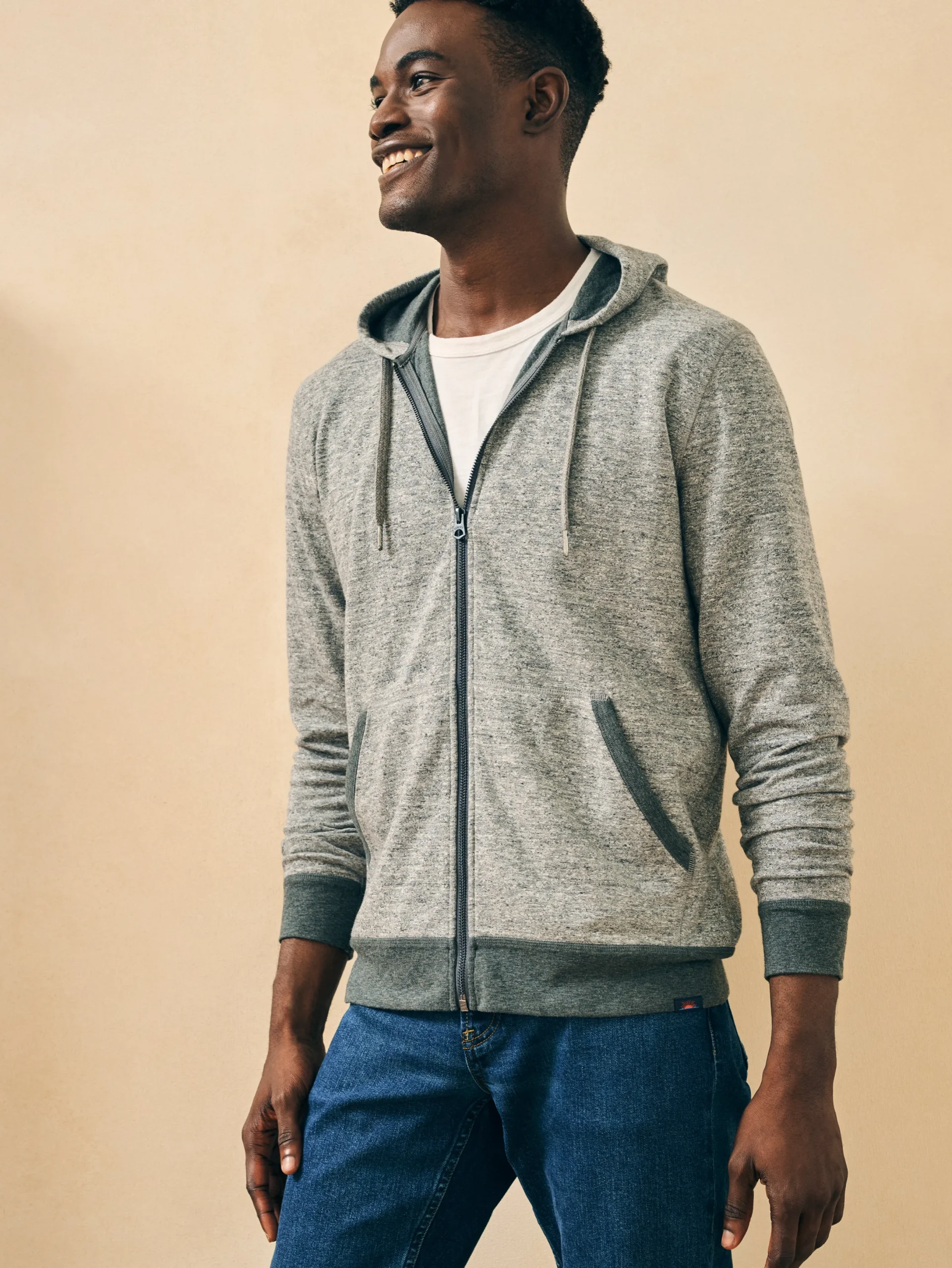 Faherty Brand Double Knit Zip Hoodie -