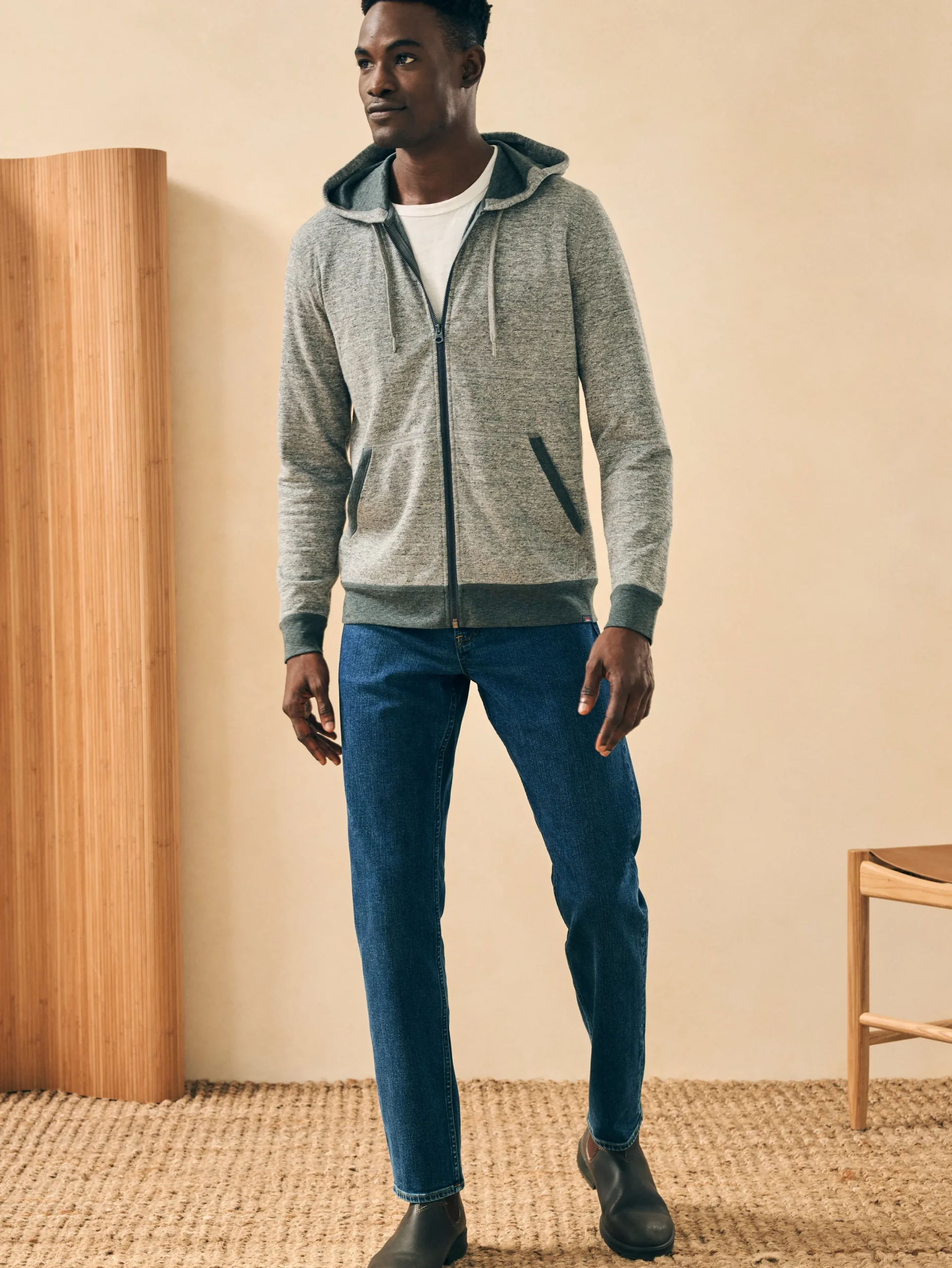 Faherty Brand Double Knit Zip Hoodie -