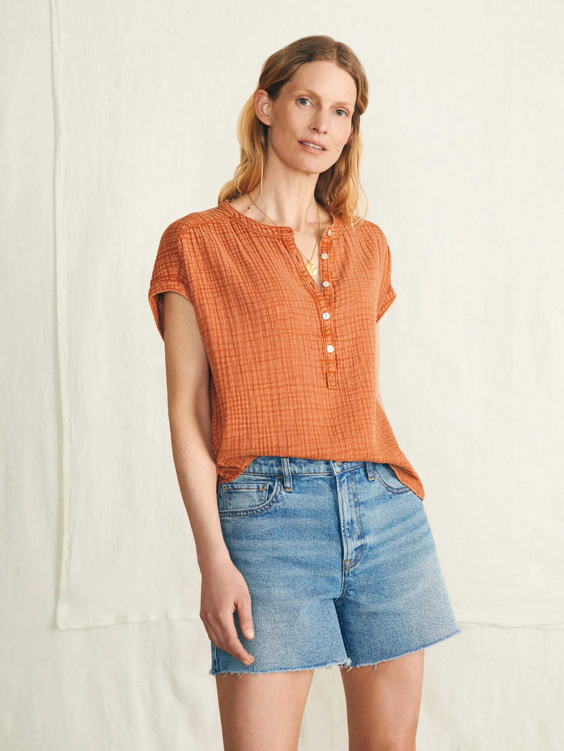 Women Faherty Brand Dream Cotton Gauze Desmond Top -