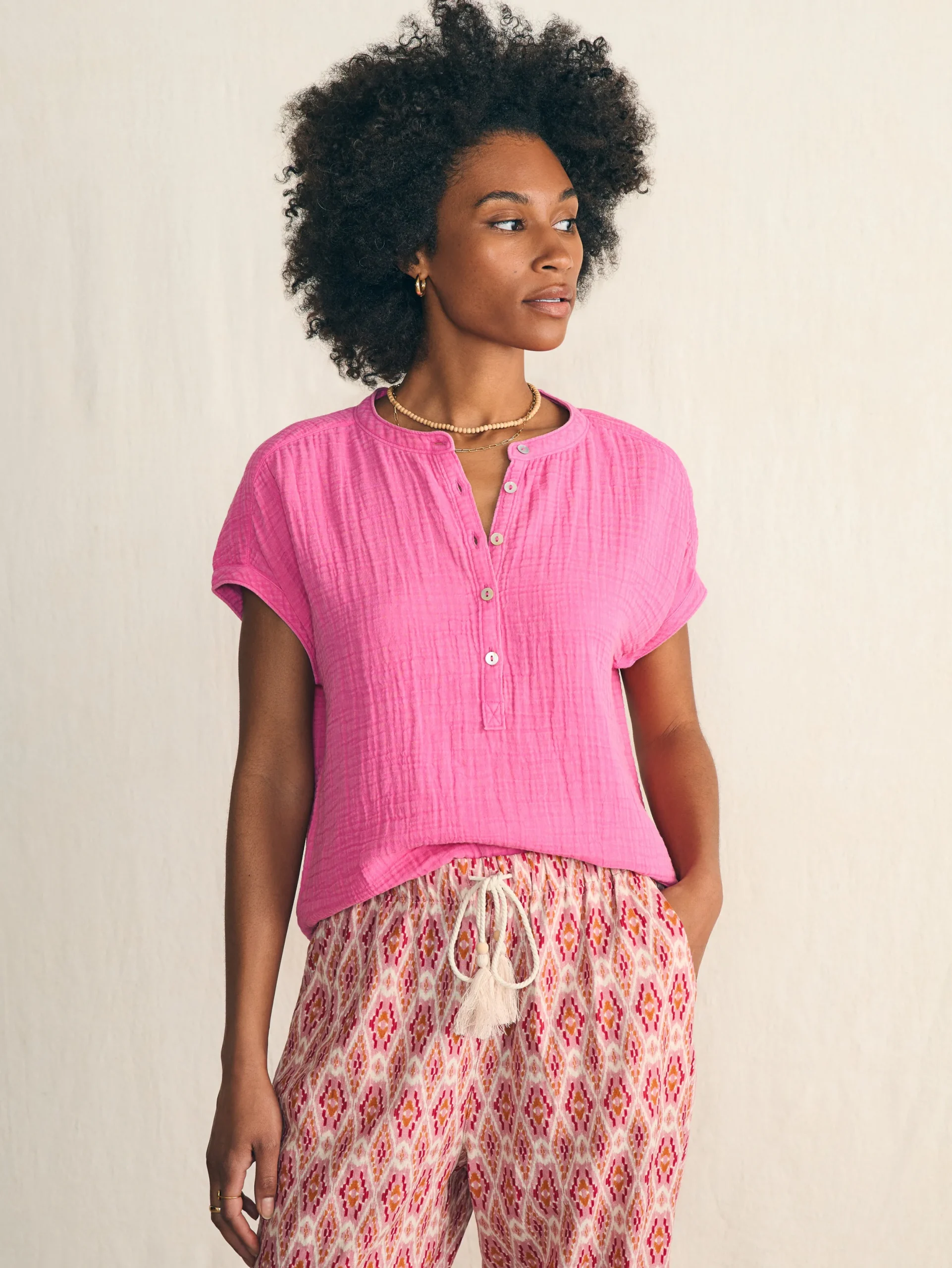 Women Faherty Brand Dream Cotton Gauze Desmond Top -