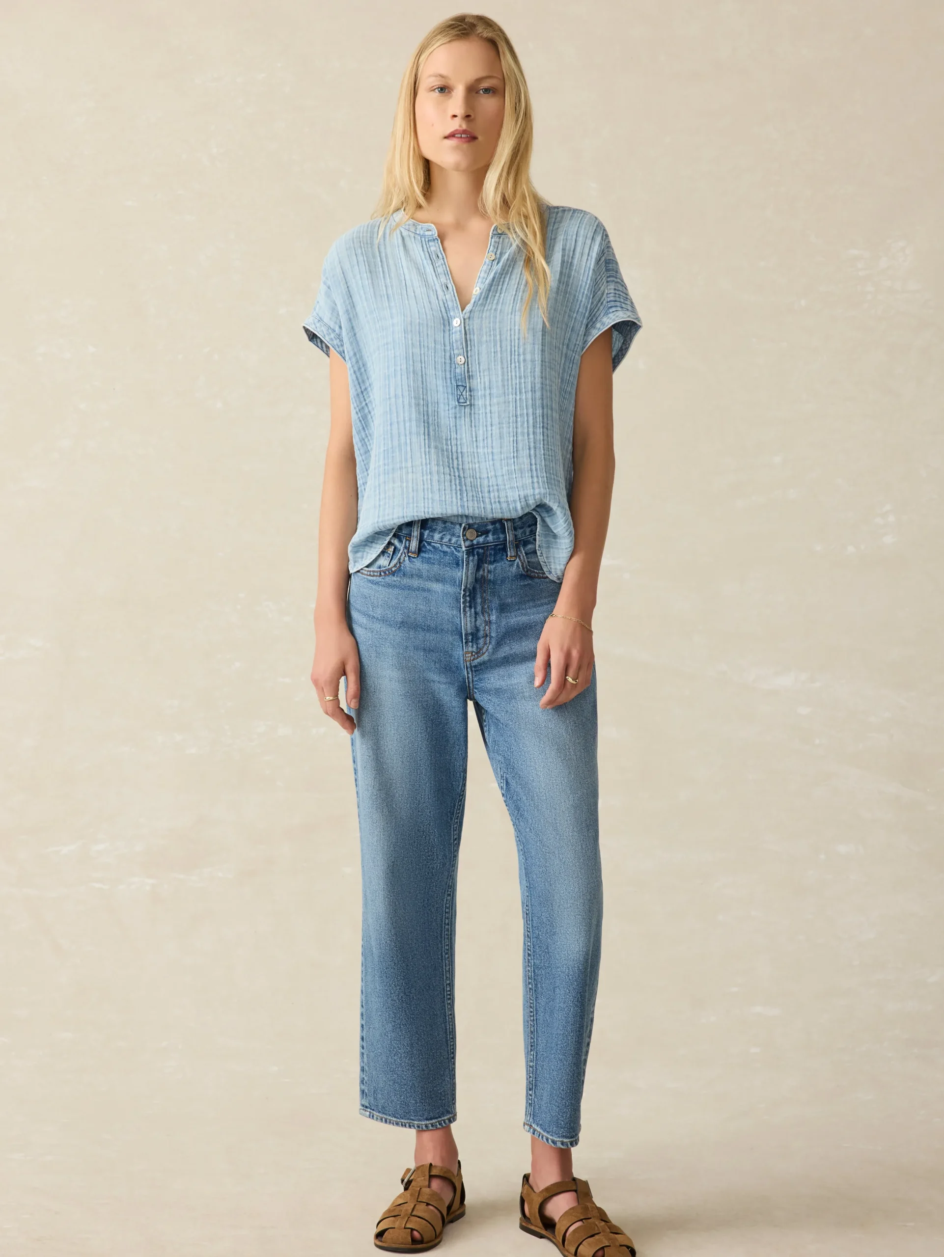Women Faherty Brand Dream Cotton Gauze Desmond Top -
