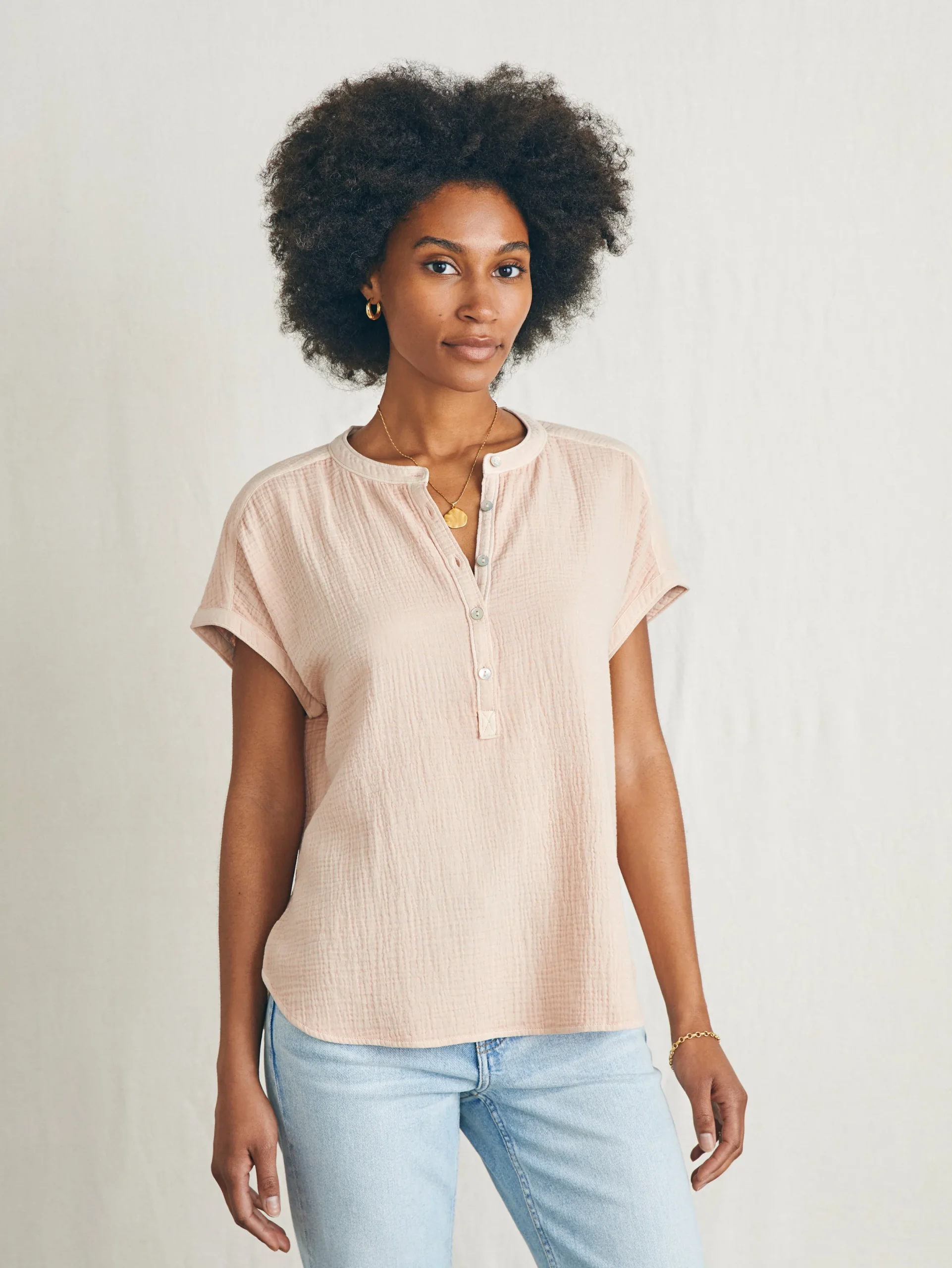 Women Faherty Brand Dream Cotton Gauze Desmond Top -