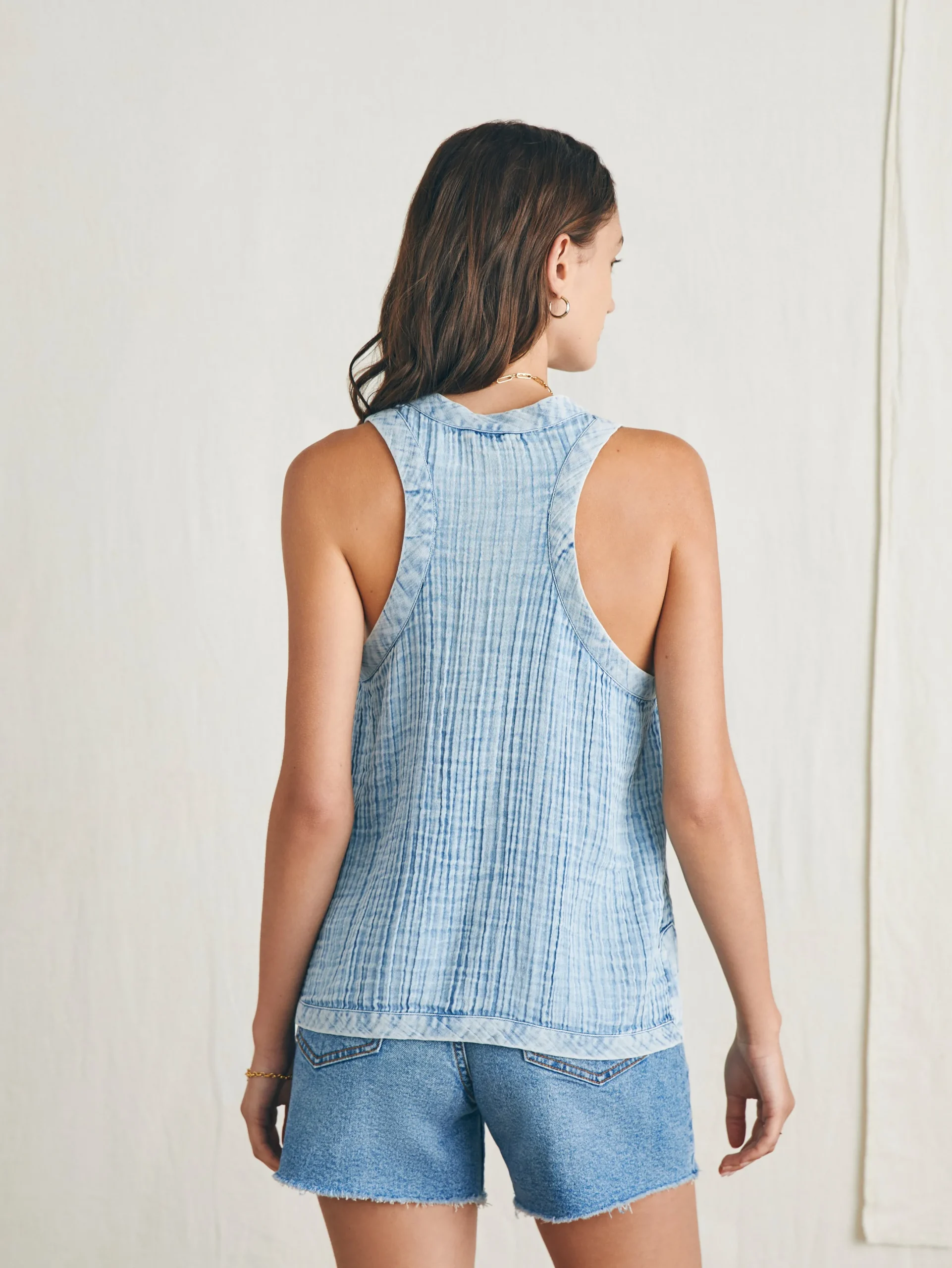 Women Faherty Brand Dream Cotton Gauze Scoop Neck Tank -
