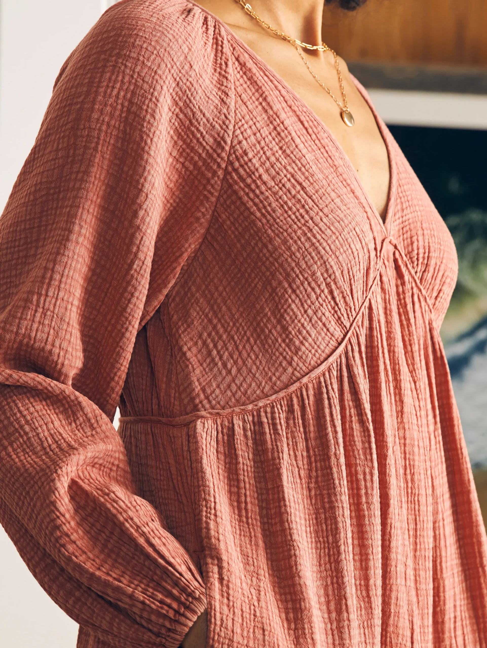 Women Faherty Brand Dream Cotton Gauze Sirene Midi Dress -
