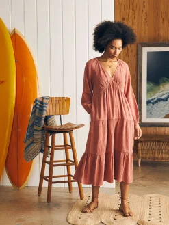 Women Faherty Brand Dream Cotton Gauze Sirene Midi Dress -