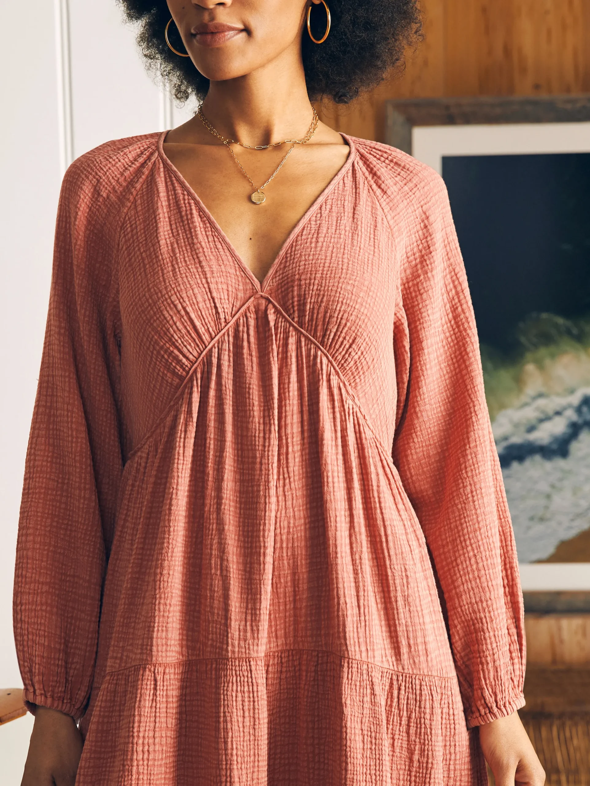 Women Faherty Brand Dream Cotton Gauze Sirene Midi Dress -