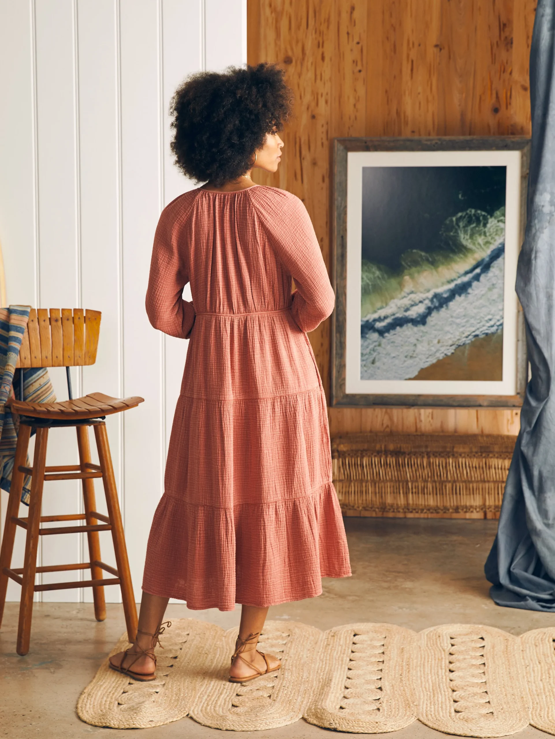 Women Faherty Brand Dream Cotton Gauze Sirene Midi Dress -