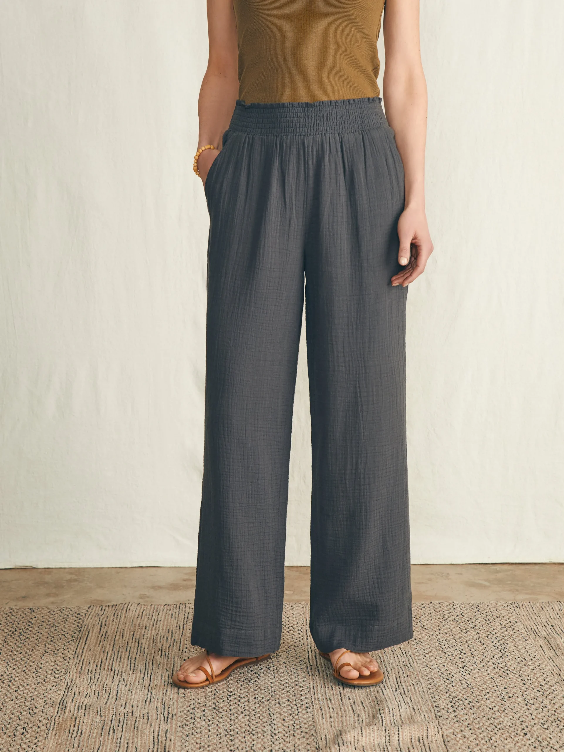 Women Faherty Brand Dream Cotton Gauze Wide Leg Pant -