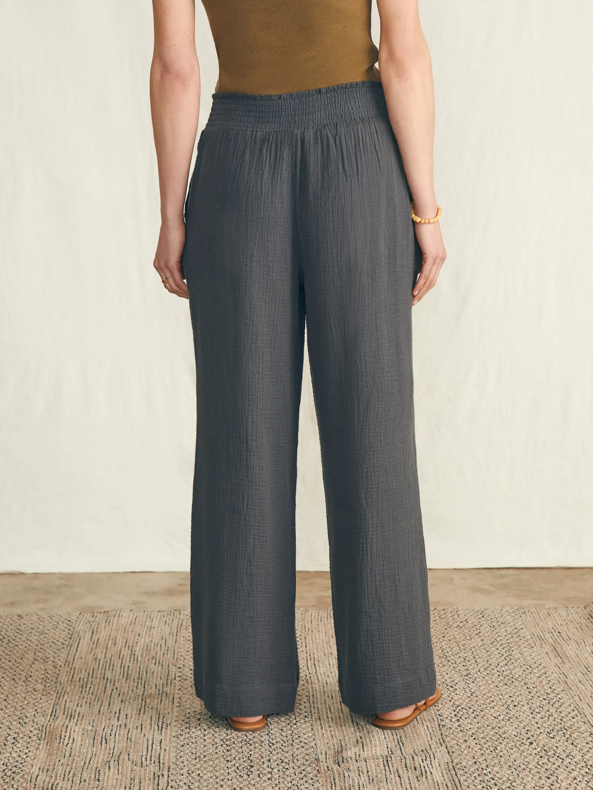 Women Faherty Brand Dream Cotton Gauze Wide Leg Pant -