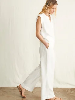 Women Faherty Brand Dream Cotton Gauze Wide Leg Pant -