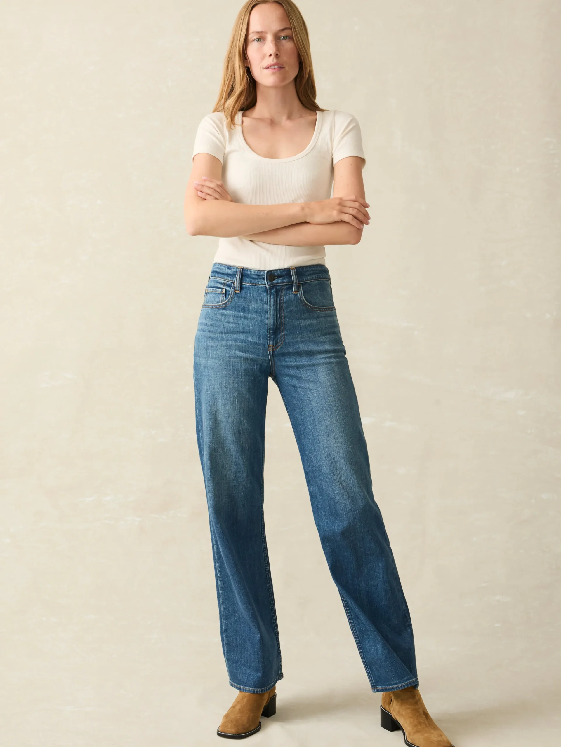 Women Faherty Brand Dream Jean Wide Leg -