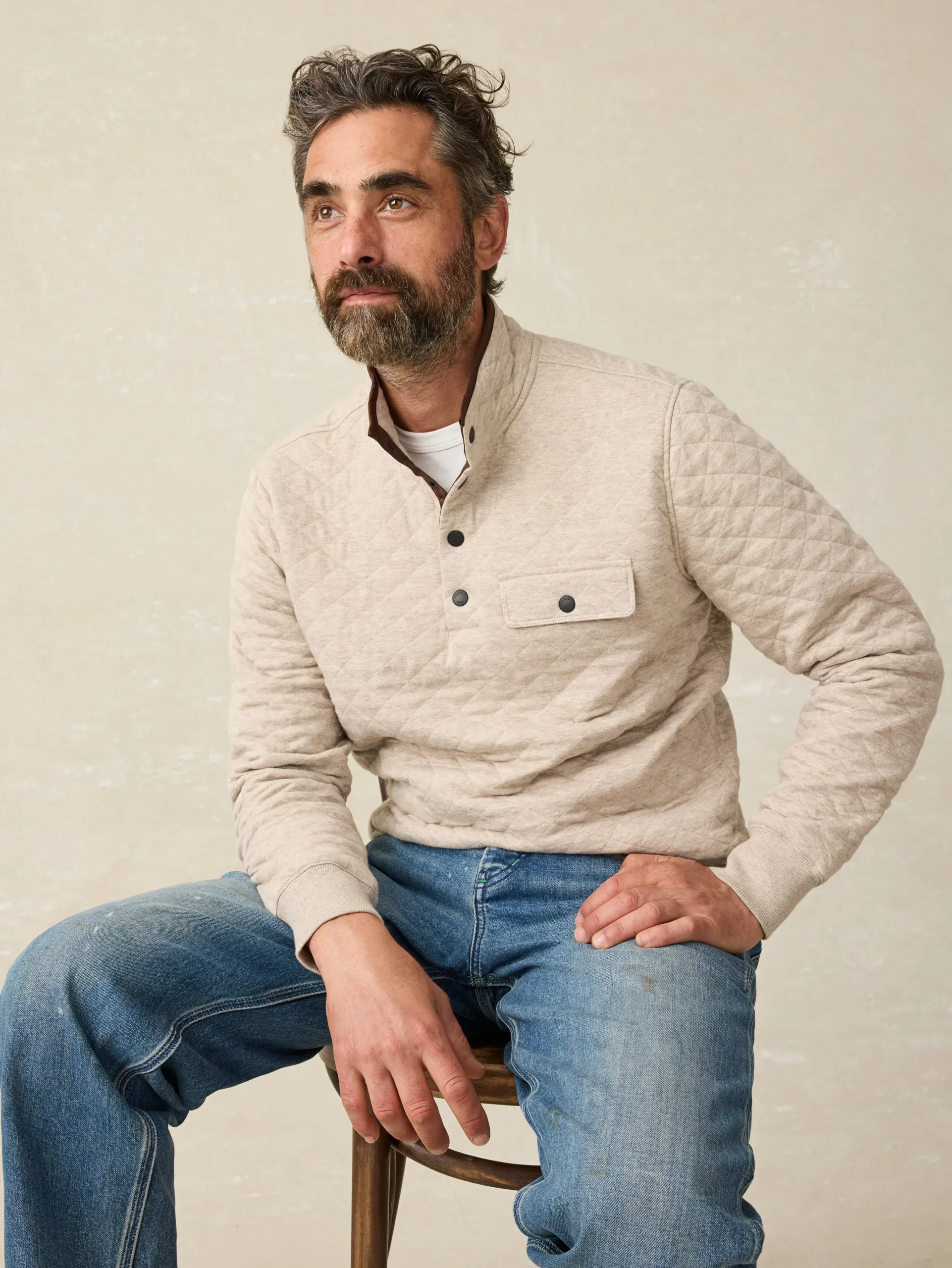 Faherty Brand Epic Quilted Fleece Pullover -