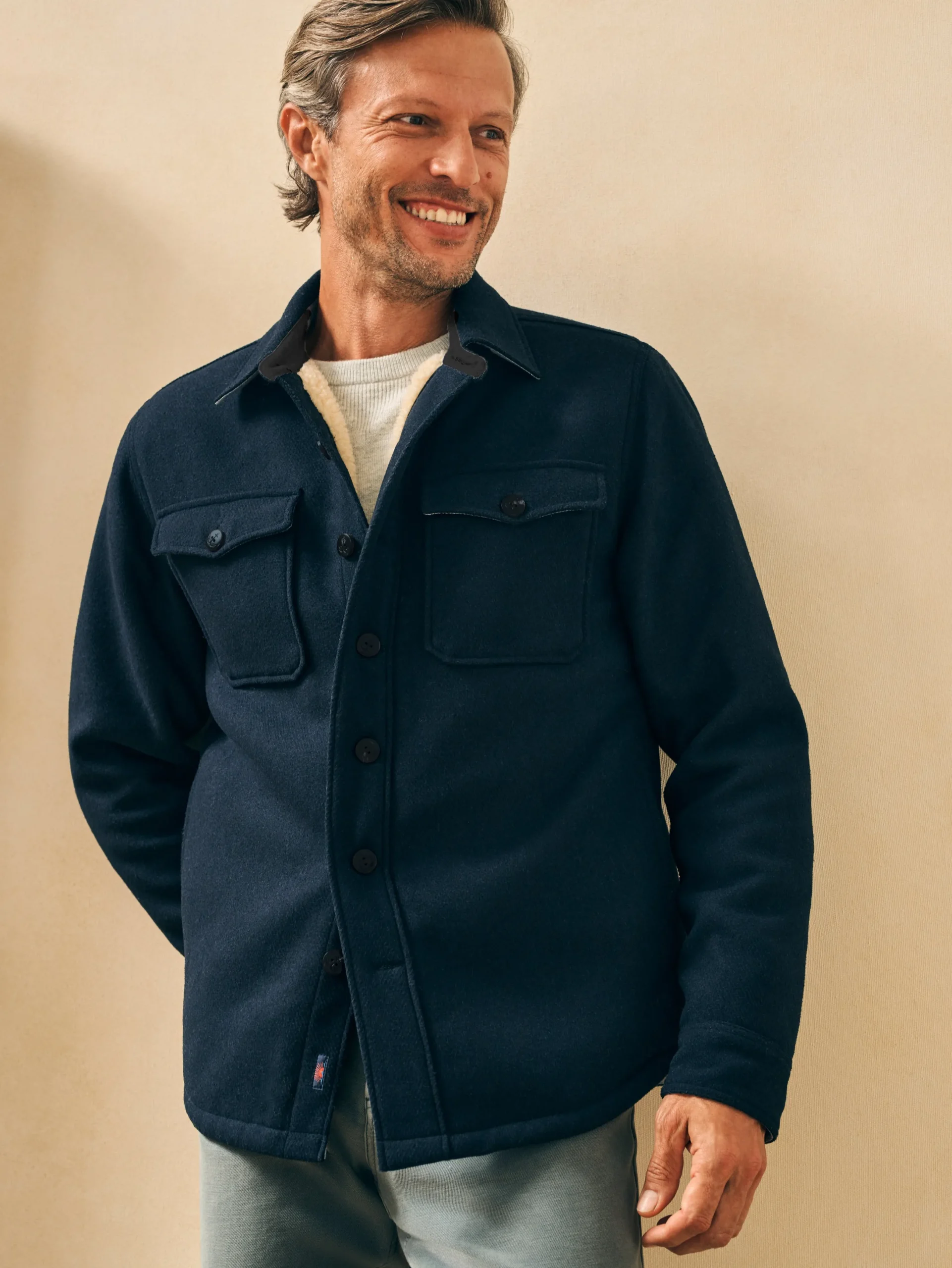Faherty Brand High Pile Fleece Lined Wool CPO -