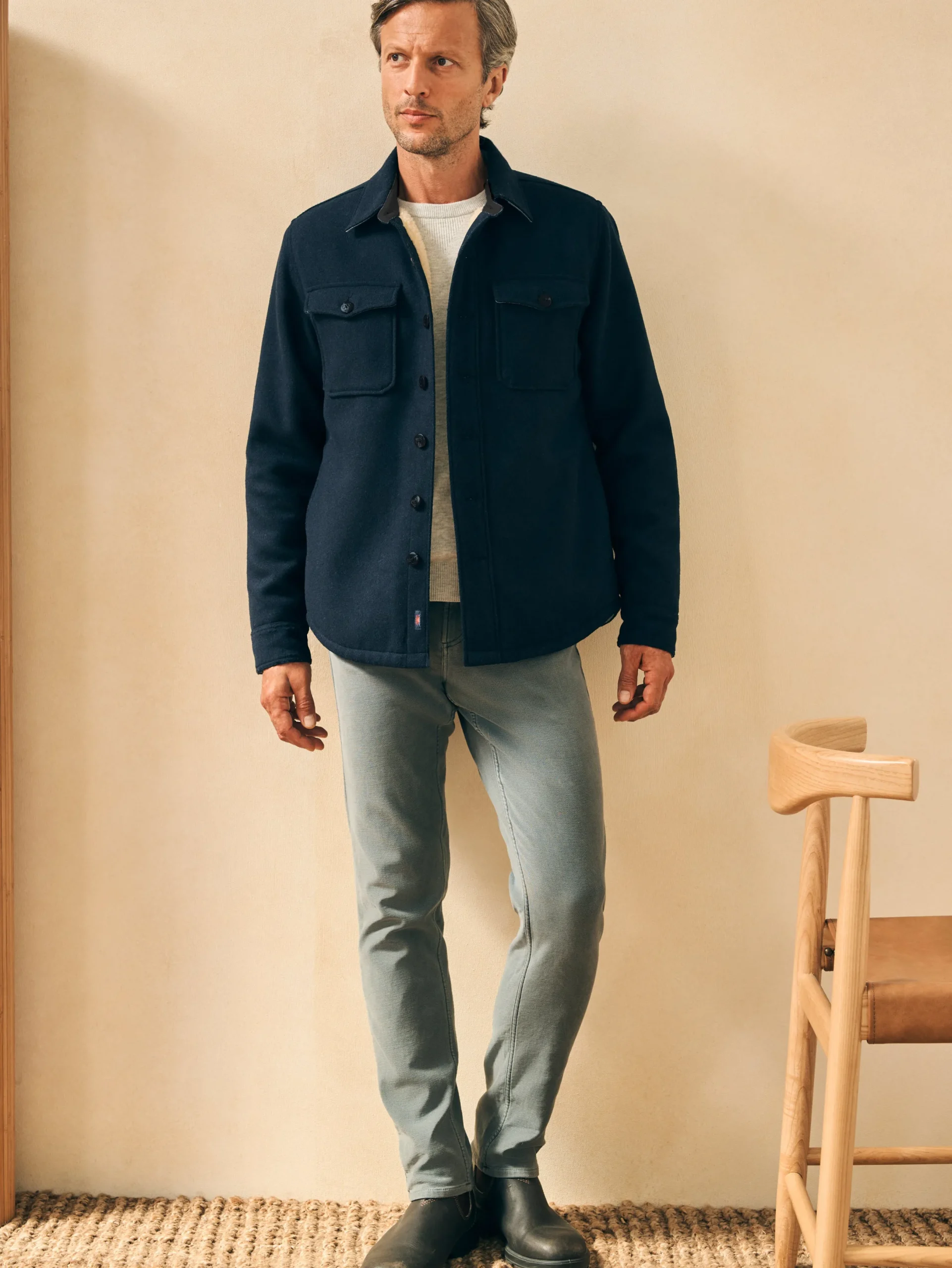 Faherty Brand High Pile Fleece Lined Wool CPO -