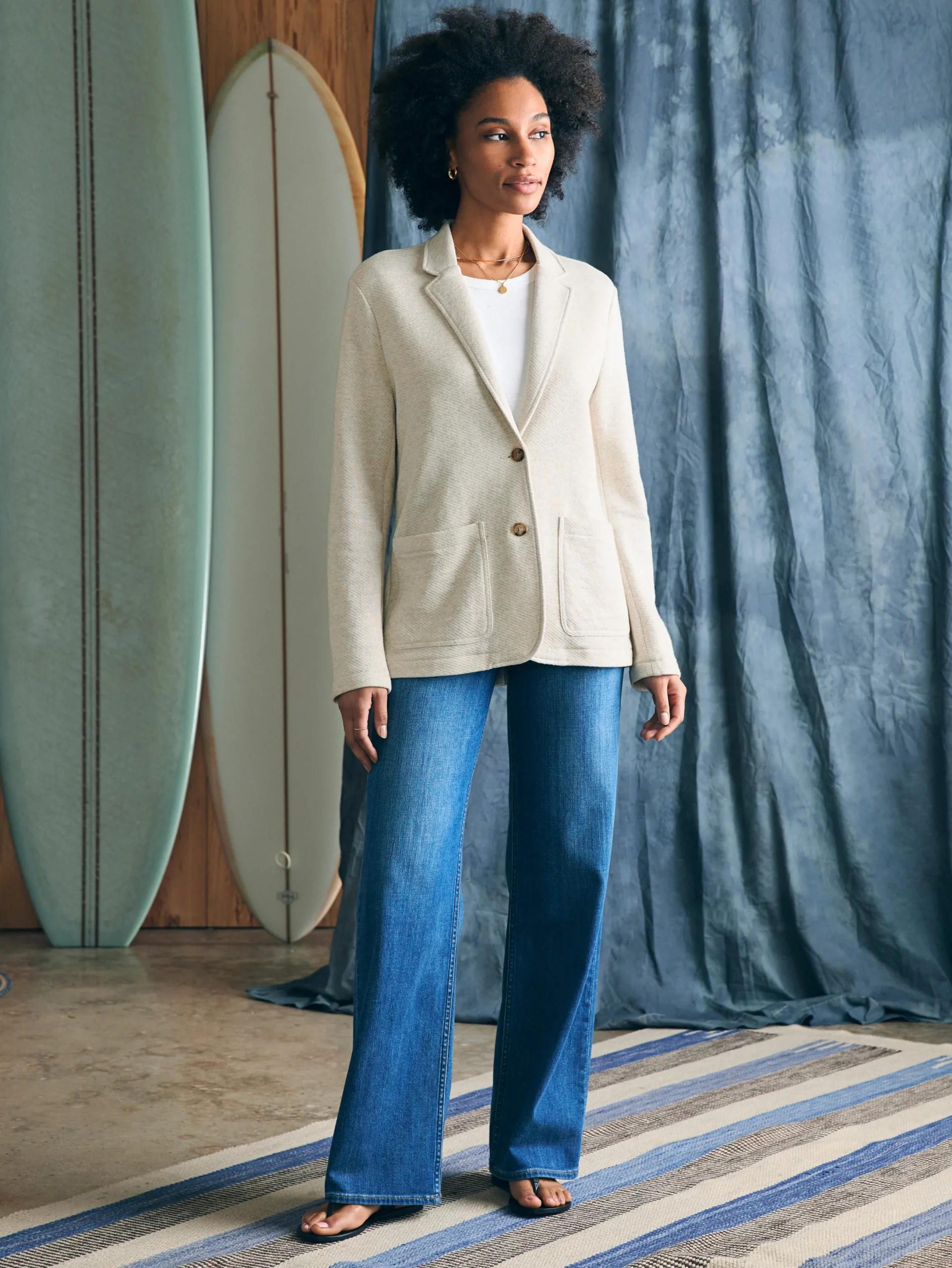 Women Faherty Brand Inlet Knit Blazer -