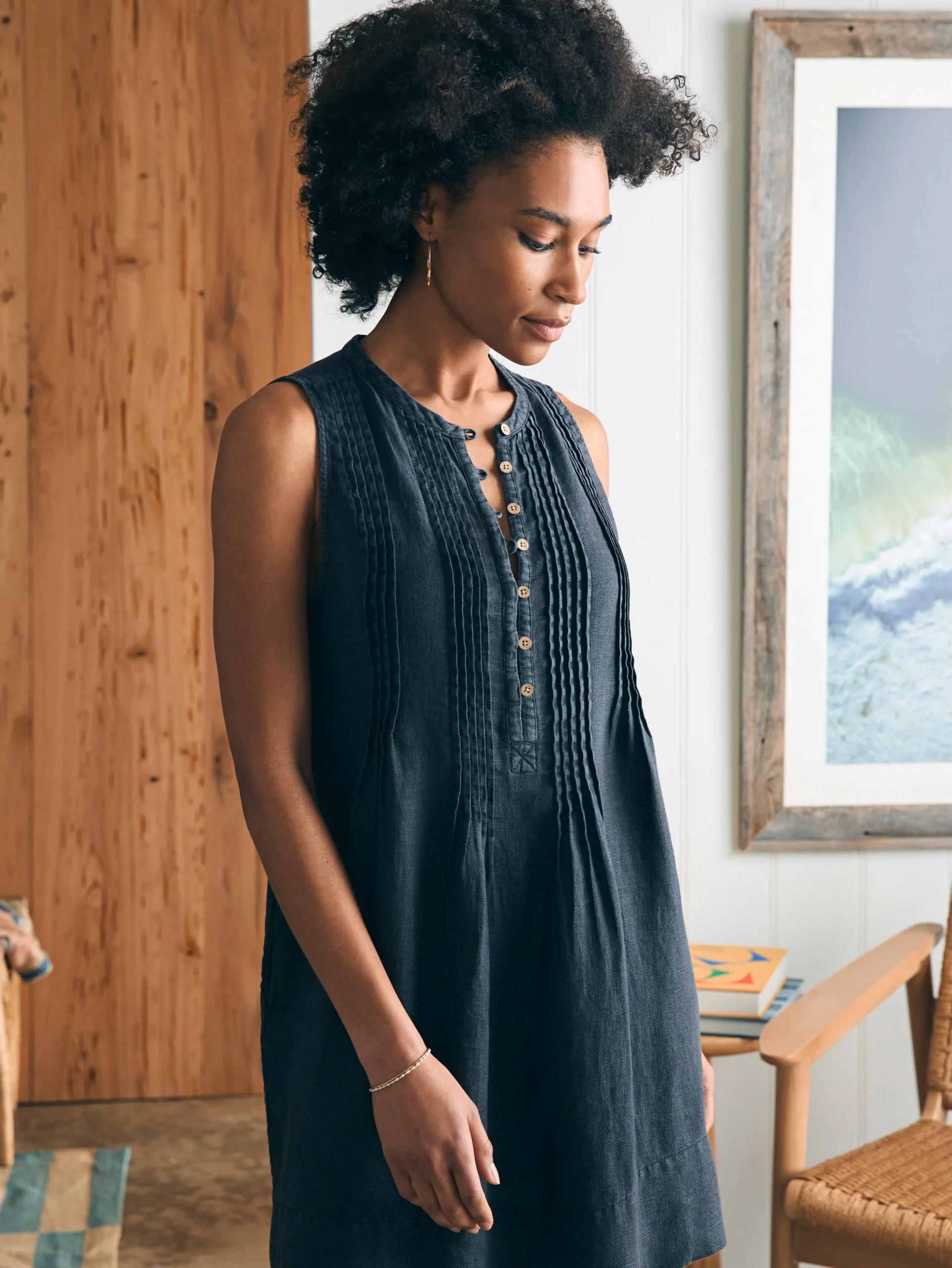 Women Faherty Brand Isha Basketweave Dress -