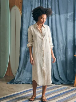 Women Faherty Brand Laguna Linen Midi Dress -