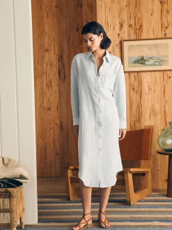 Women Faherty Brand Laguna Linen Midi Dress -