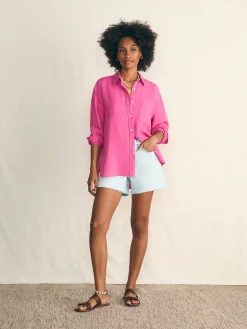Women Faherty Brand Laguna Linen Relaxed Shirt -