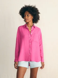 Women Faherty Brand Laguna Linen Relaxed Shirt -
