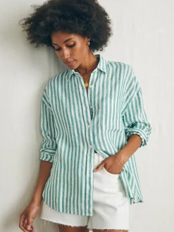 Women Faherty Brand Laguna Linen Relaxed Shirt -