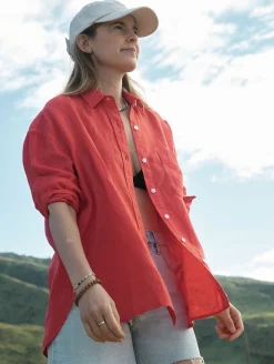 Women Faherty Brand Laguna Linen Relaxed Shirt -