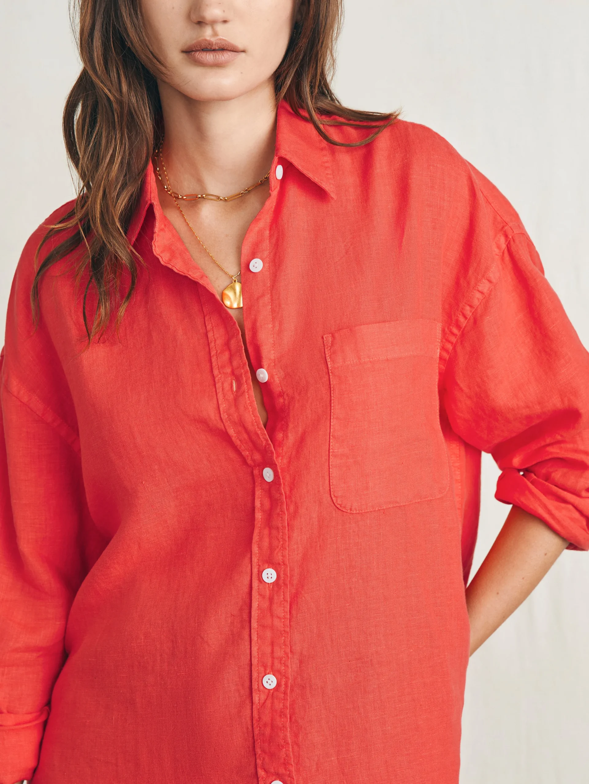 Women Faherty Brand Laguna Linen Relaxed Shirt -