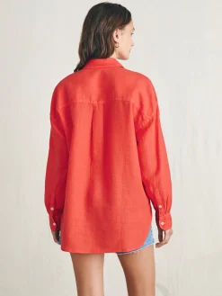 Women Faherty Brand Laguna Linen Relaxed Shirt -