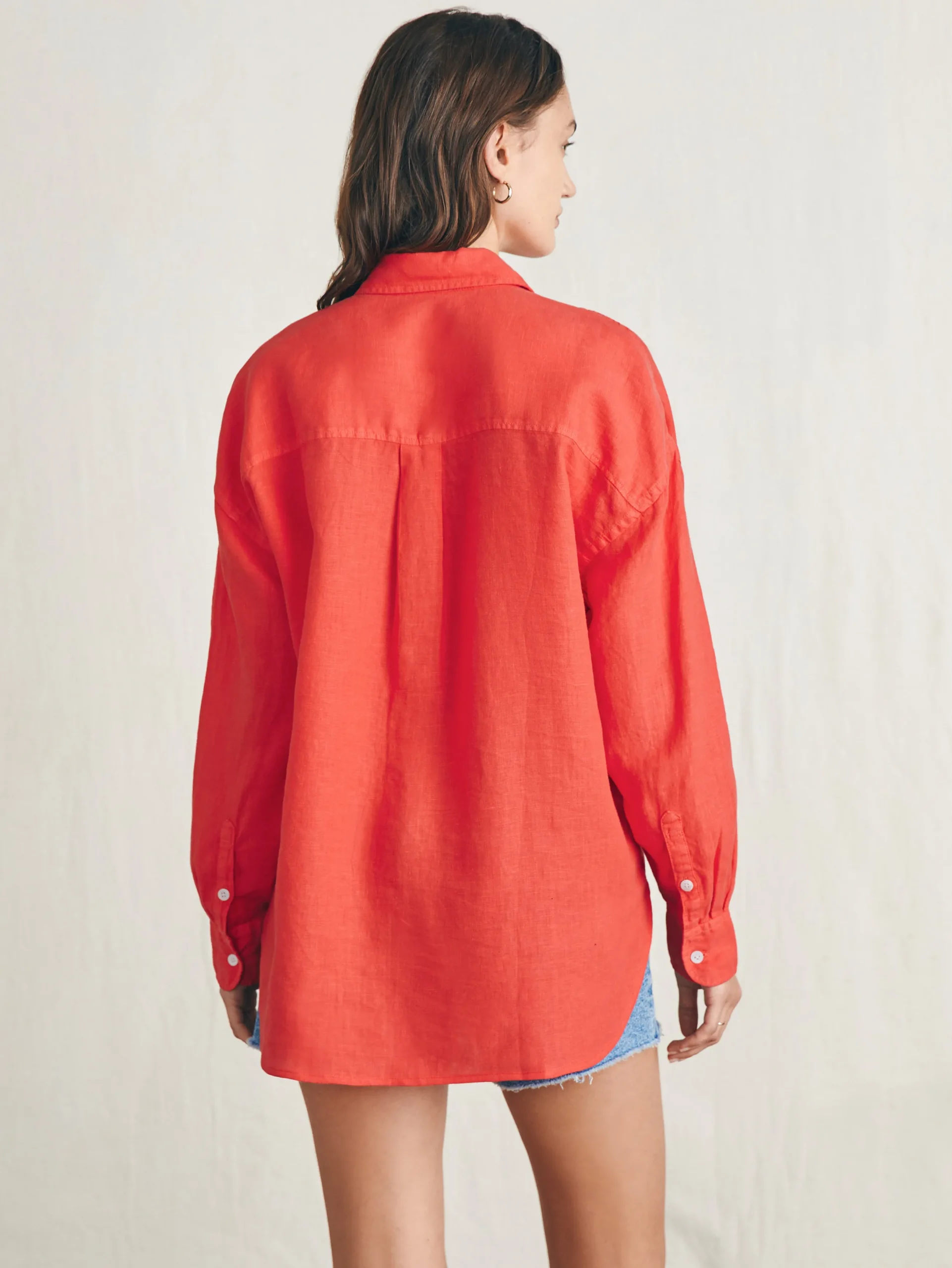 Women Faherty Brand Laguna Linen Relaxed Shirt -