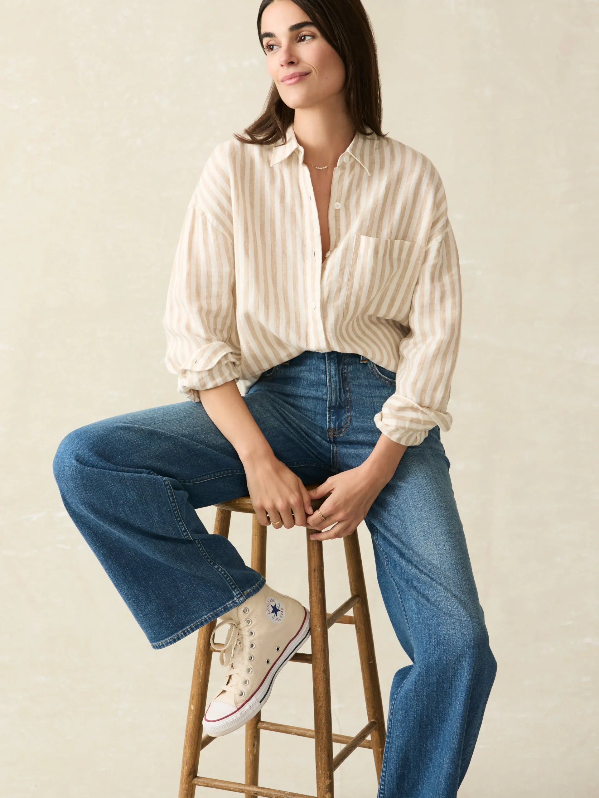 Women Faherty Brand Laguna Linen Relaxed Shirt -