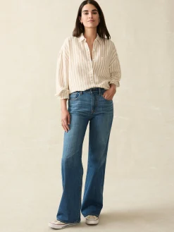 Women Faherty Brand Laguna Linen Relaxed Shirt -