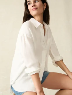 Women Faherty Brand Laguna Linen Relaxed Shirt -
