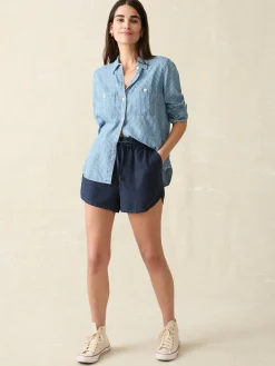 Women Faherty Brand Laguna Linen Tie Waist Short -