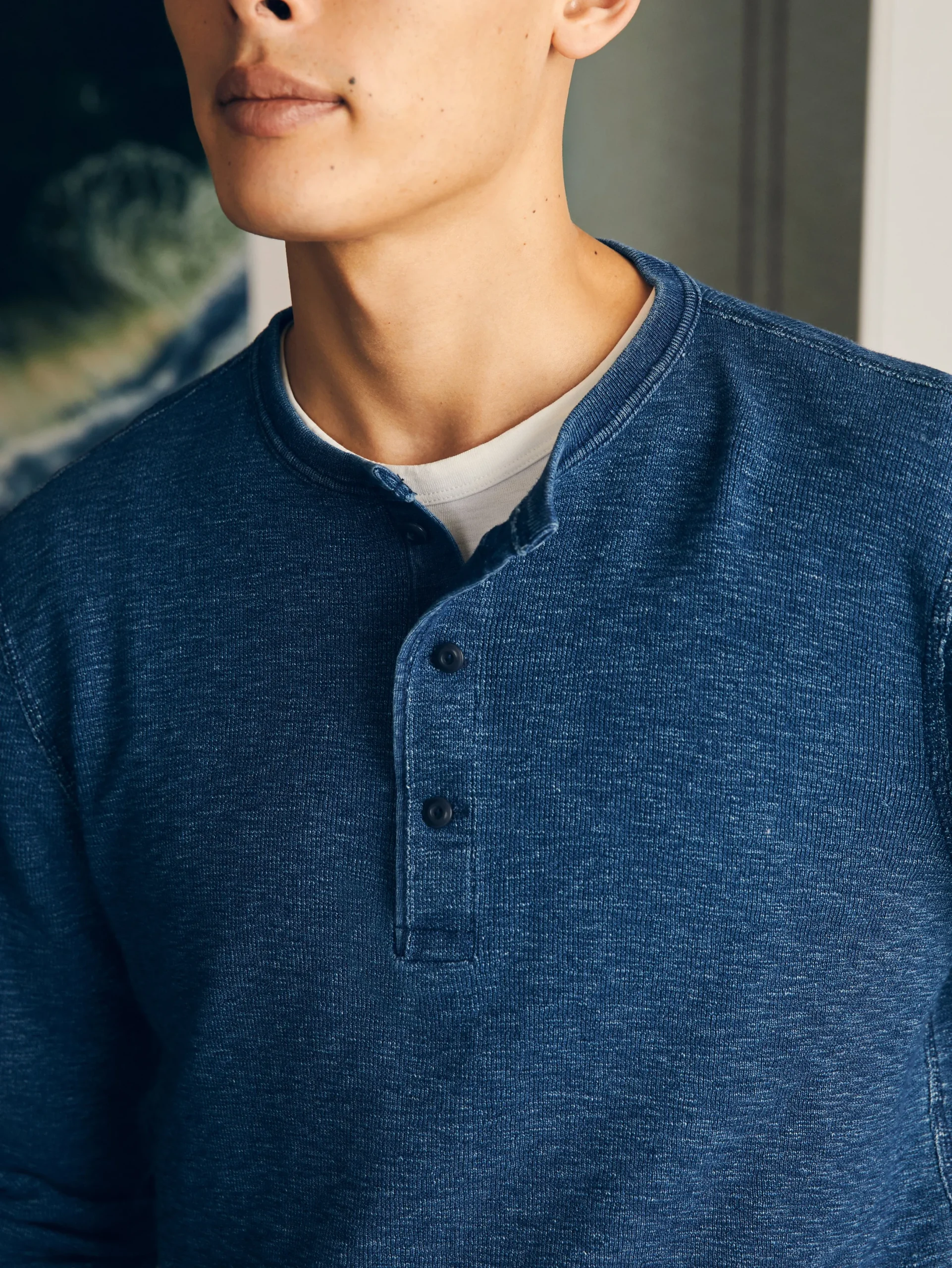 Faherty Brand Long-Sleeve Indigo Henley -