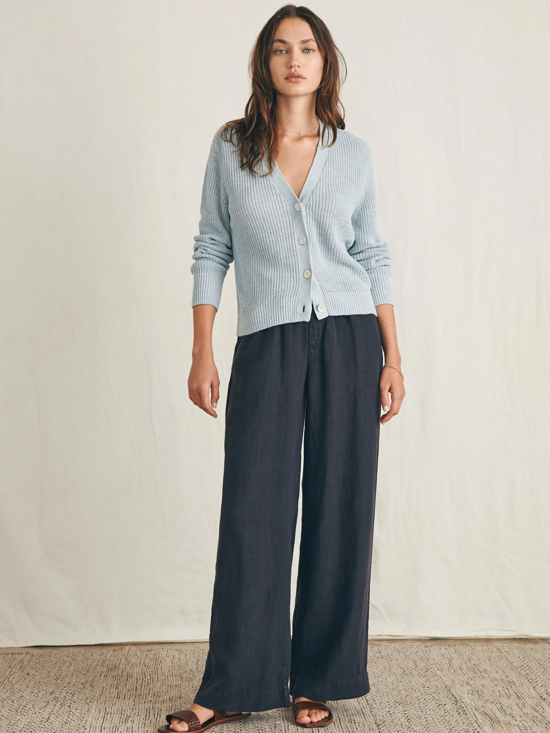 Women Faherty Brand Miramar Linen Cardigan -