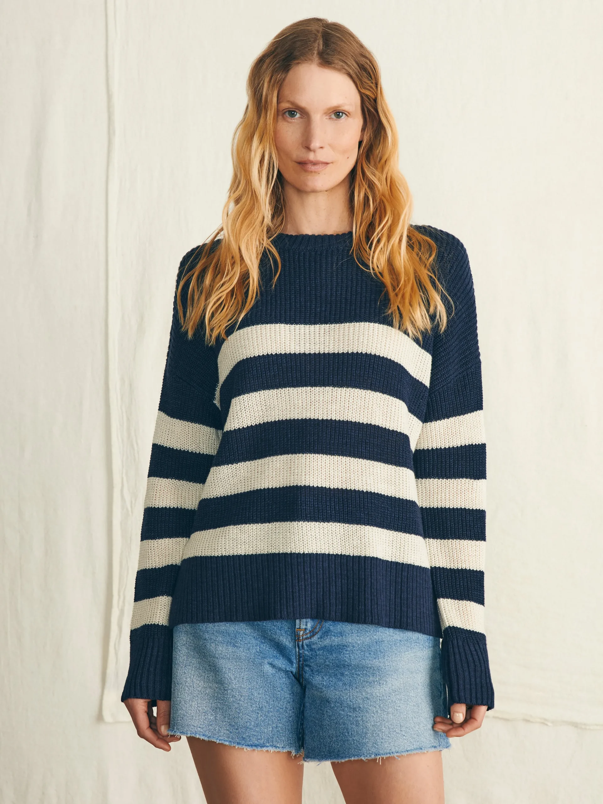 Women Faherty Brand Miramar Linen Crew Sweater -