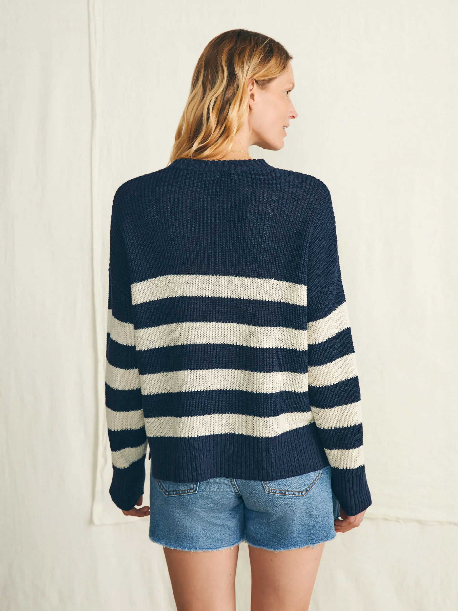 Women Faherty Brand Miramar Linen Crew Sweater -