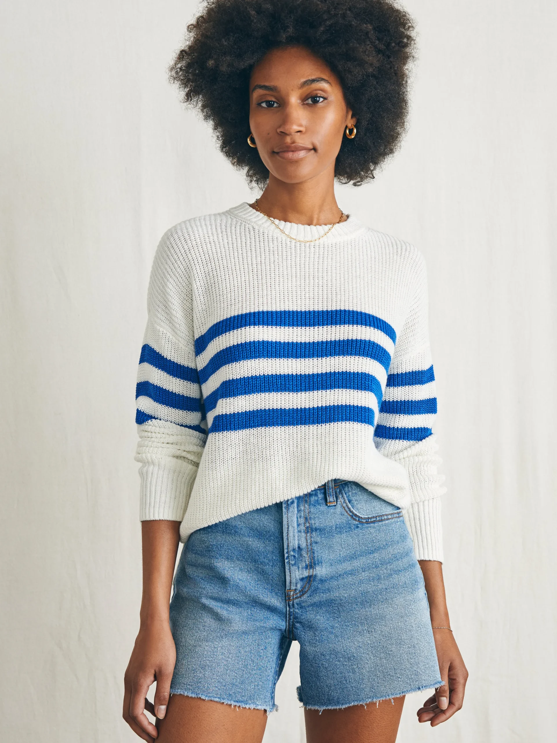 Women Faherty Brand Miramar Linen Crew Sweater -