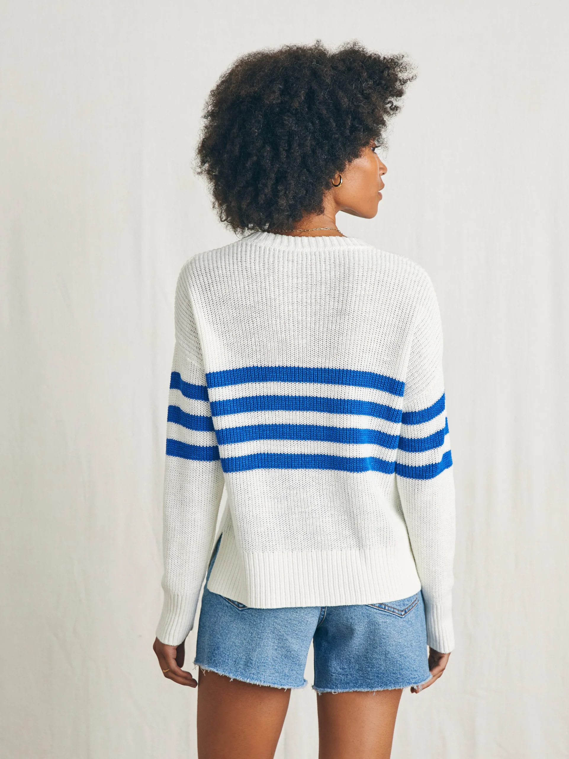 Women Faherty Brand Miramar Linen Crew Sweater -