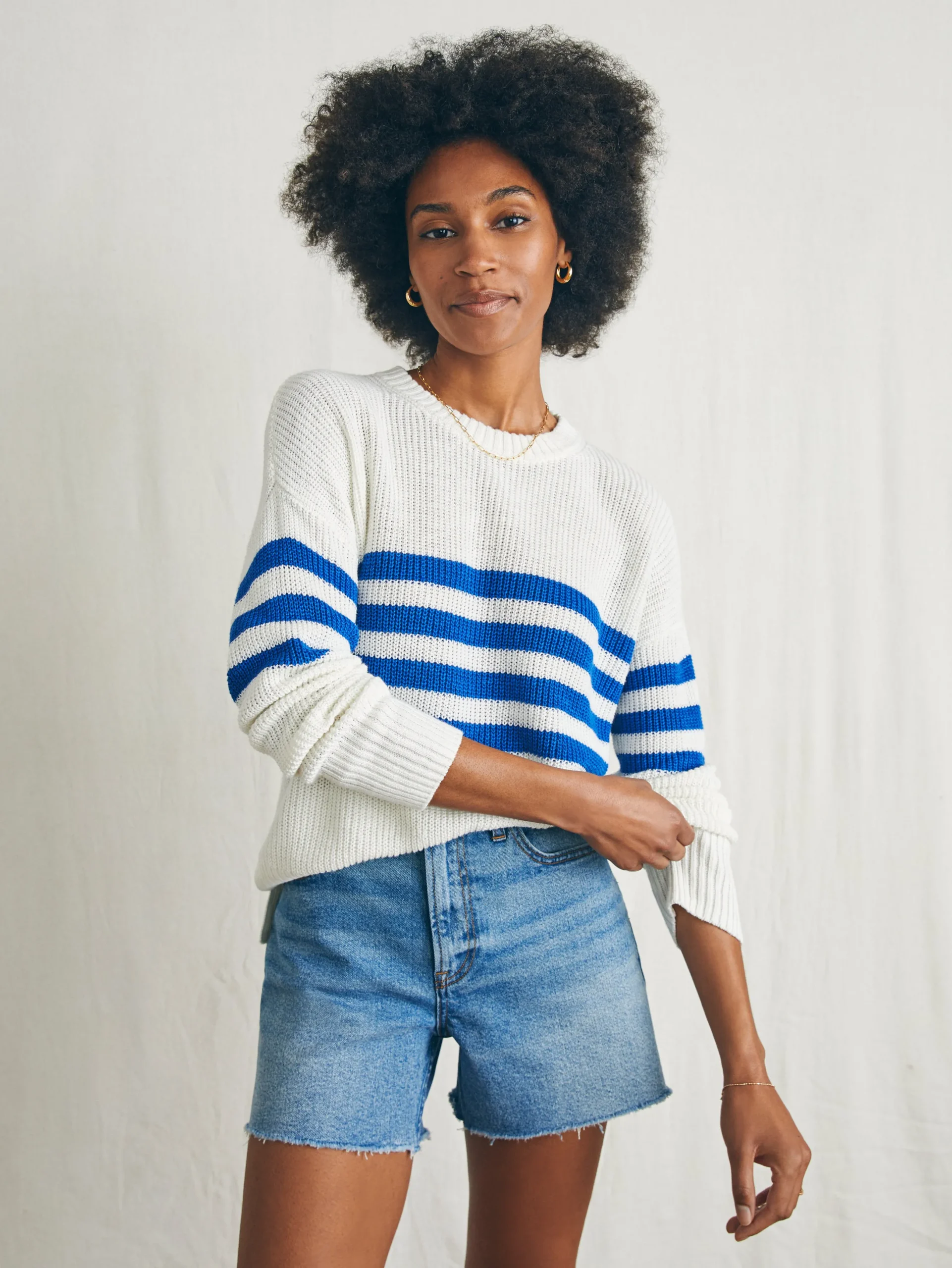 Women Faherty Brand Miramar Linen Crew Sweater -